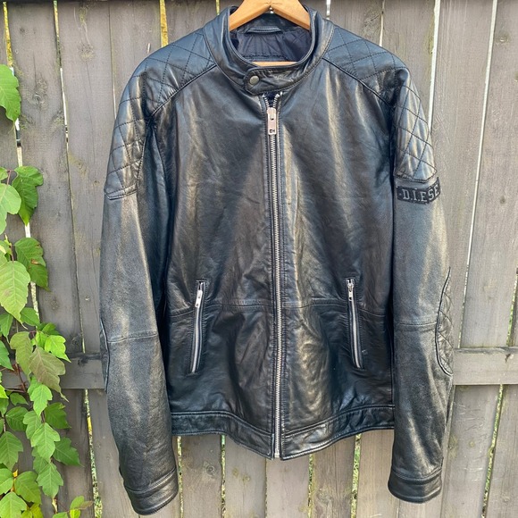 Diesel Industry Lamb Leather Jacket Grunge Bomber Men Med Black Motorcycle Biker - Picture 1 of 16